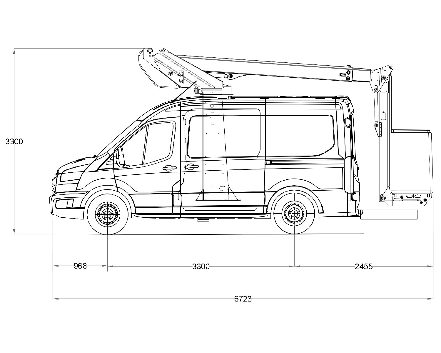 Схема автогидроподъемника K42P на базе фургона Ford Transit